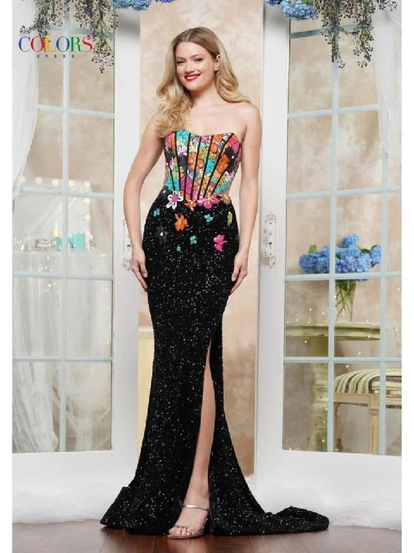 Colors 3561 Formal Long Fitted Slit Prom Evening Dress