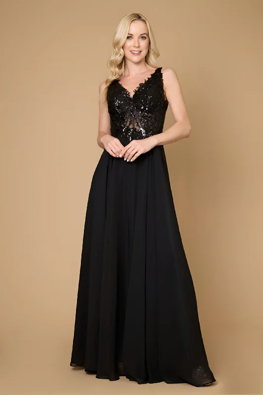 Long Thick Strap Formal Mother Of The Bride Dress Black