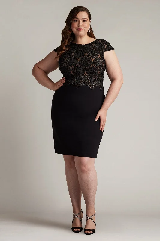 Tadashi Shoji CDY24098MQ Plus Size Short Fitted Cocktail Dress