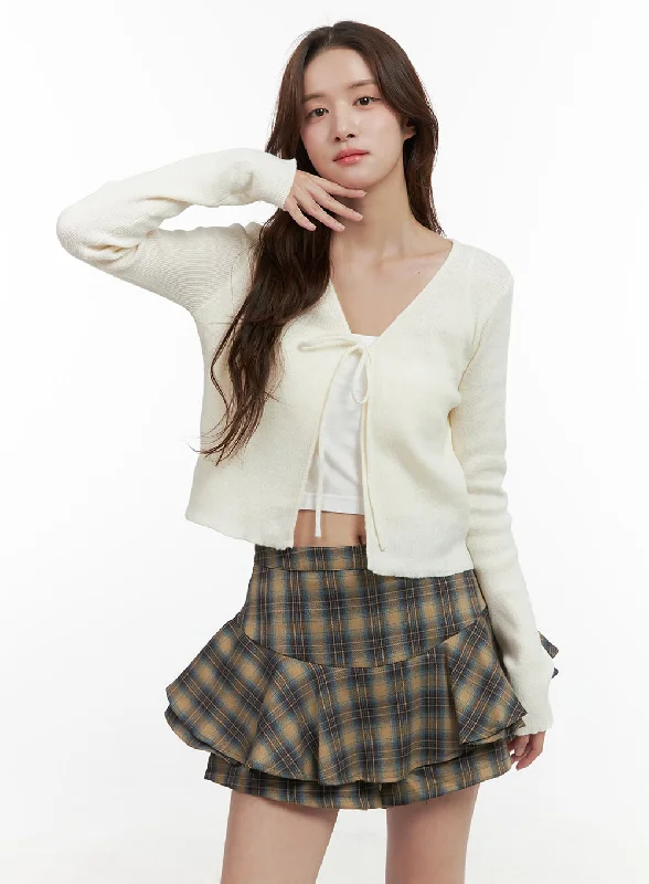 Strap Long-Sleeve Crop Cardigan OO421