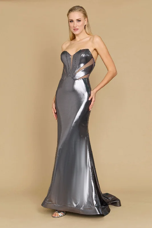 Long Corset Mermaid Formal Prom Dress Charcoal