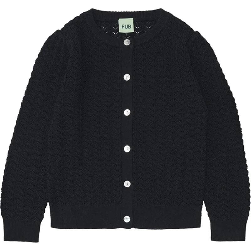 FUB Pointelle Cardigan Dark Navy