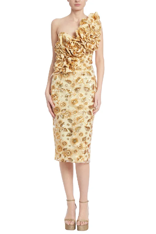 Badgley Mischka SC4027 Fitted Short Cocktail Midi Dress