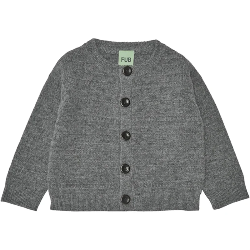 FUB Baby Lamb Wool Cardigan Charcoal Melange