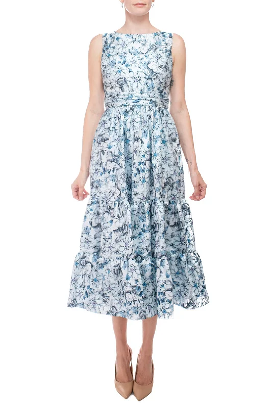 Badgley Mischka SC3933B Short Ruffle Floral Print Cocktail Dress