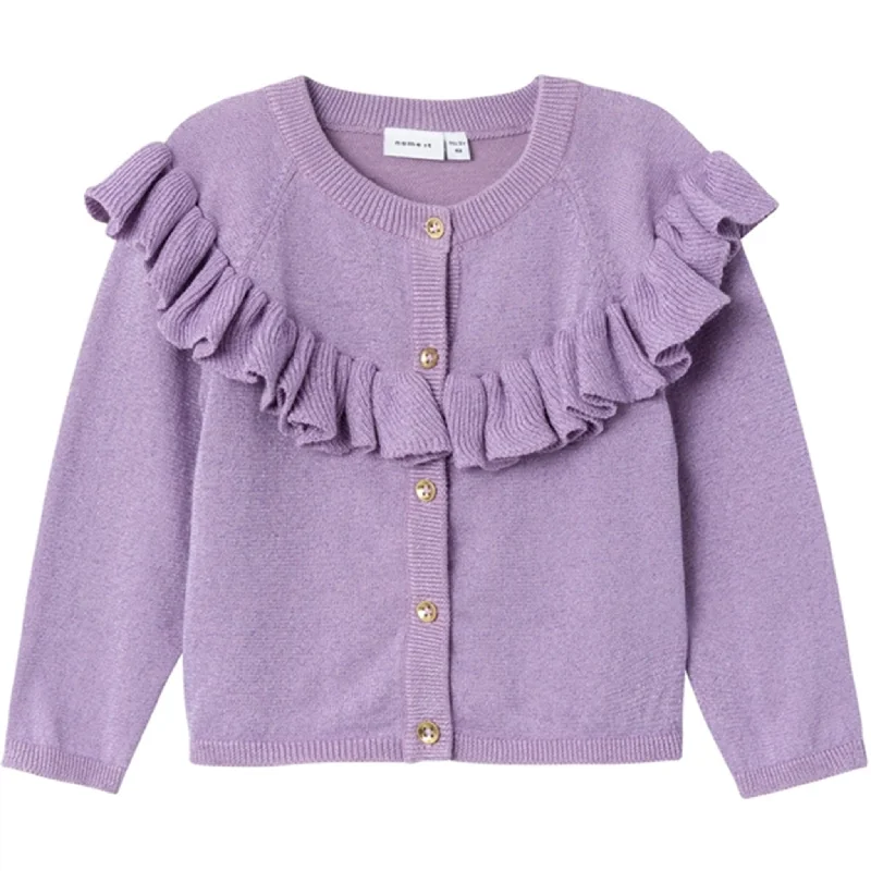 Name it Lavender Mist Resine Knit Cardigan