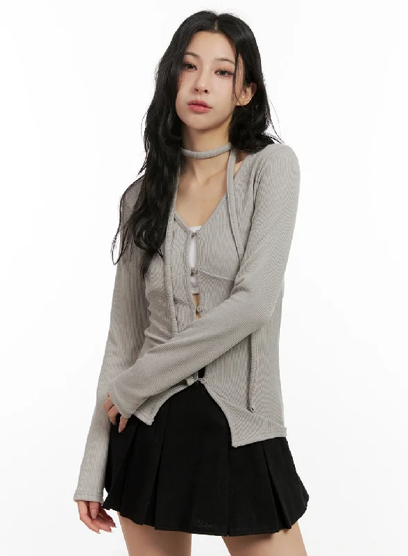 Buttoned V-Neck Slim-Fit Cardigan CN416