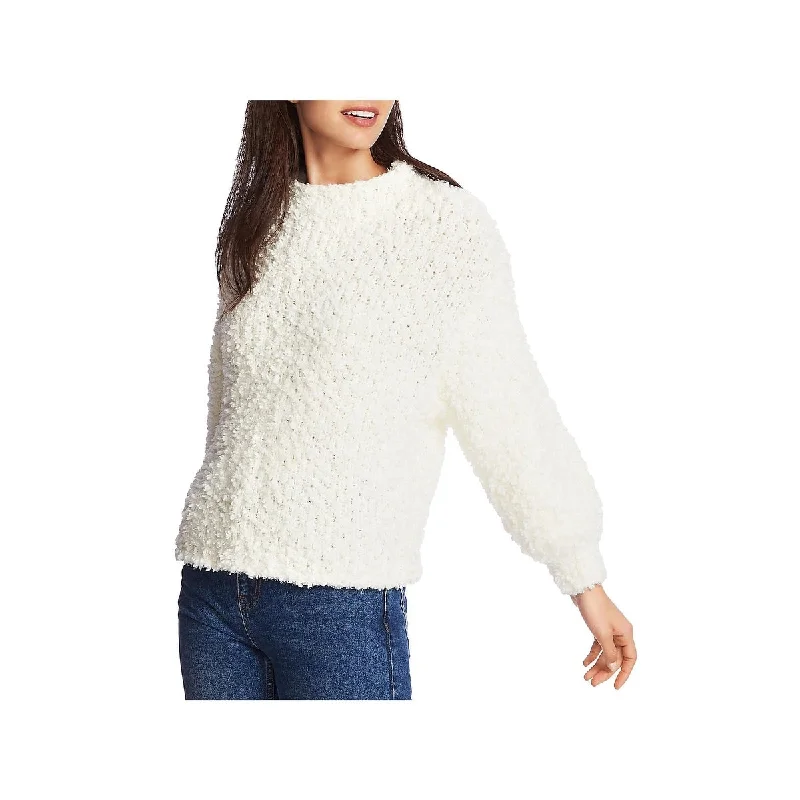 1.STATE Women's Textured Mock Neck Poodle Long Sleeve Jewel Neck Sweater