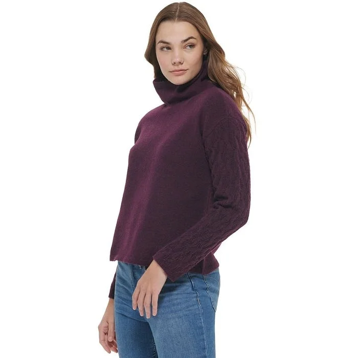 Calvin Klein Women's Cable Knit Sleeve Sweater Purple Size X-Large