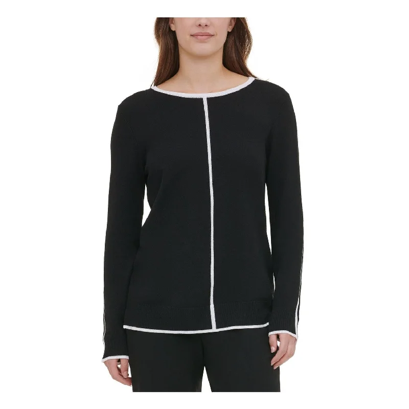 Calvin Klein Women's Contrast Trim Sweater Black Size X-Large