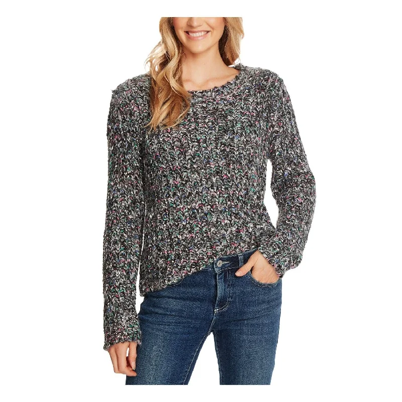 Cece Women's Long Sleeve Jewel Neck Sweater Gray Size X-Small