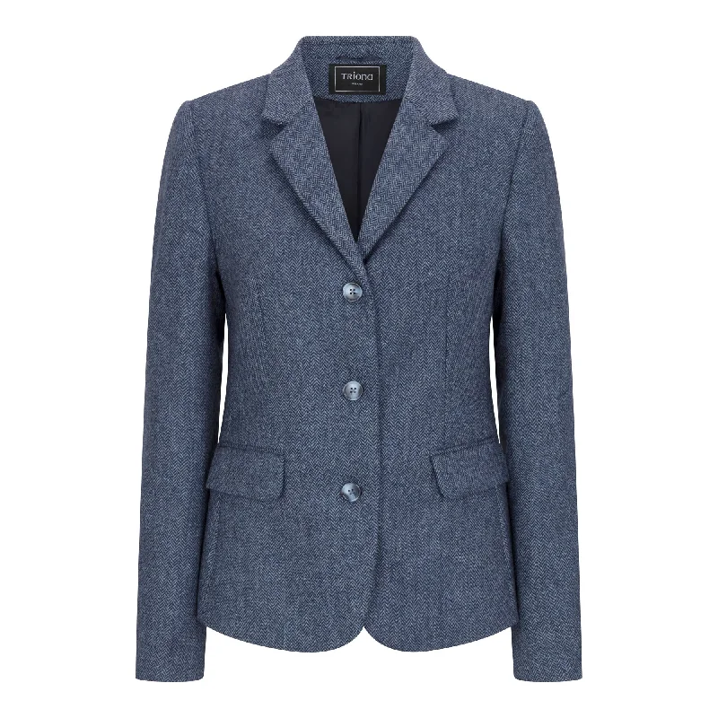 Blue Herringbone Orla Donegal Tweed Jacket