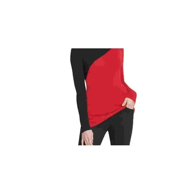 Dkny Women's Colorblocked Asymmetrical Sweater Red Size Small