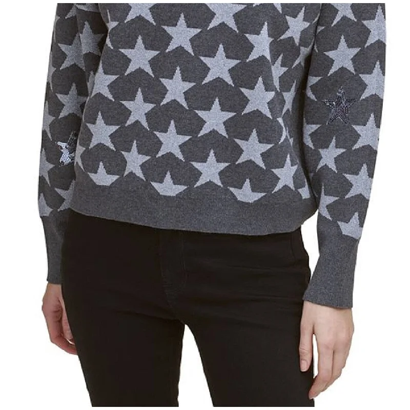 Dkny Women's Exploded Star Sweater Gray Size Small