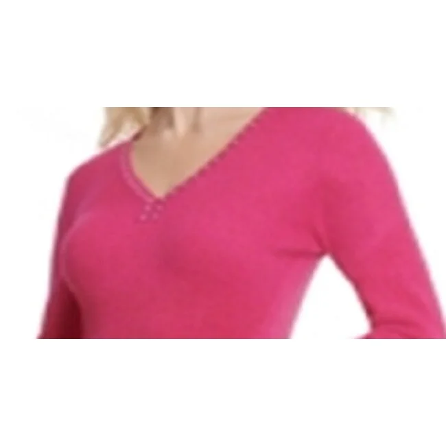 Dkny Women's Metallic Threaded Embellished Sweater Pink Size X-Large