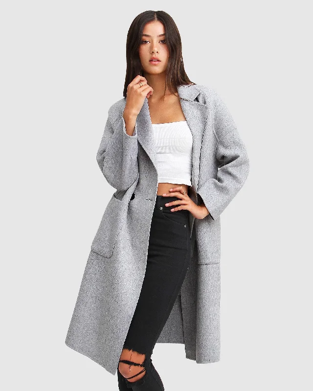 Publisher Double-Breasted Wool Blend Coat - Grey Marle