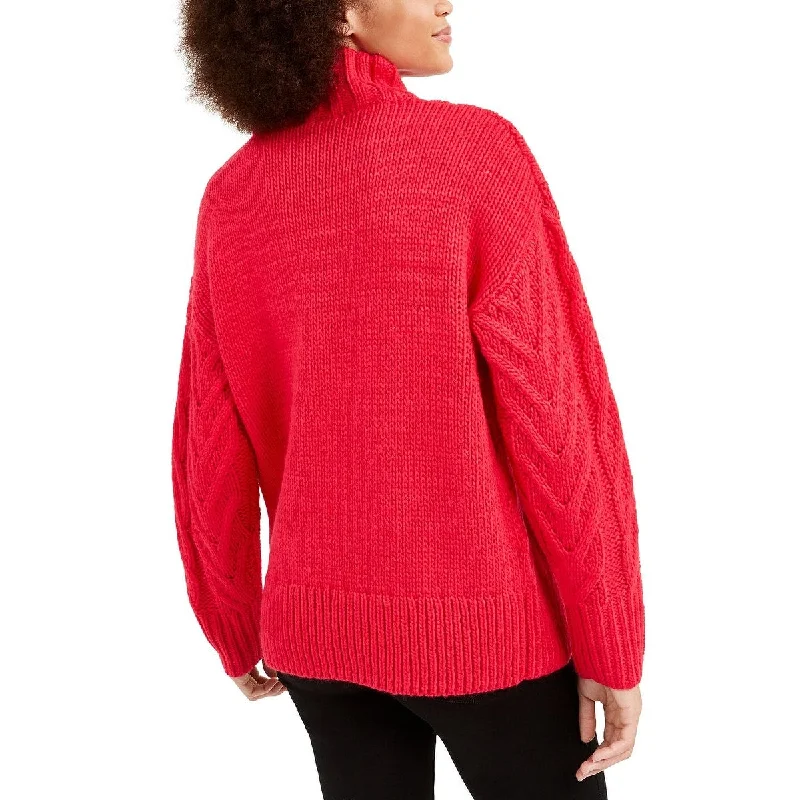 French Connection Women's Cable Knit Sweater Red Size Large