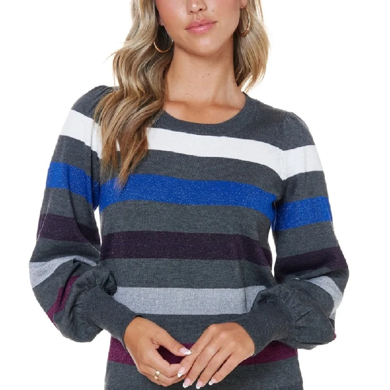 John Paul Richard Women's Lurex Stripe Sweater Gray Size Small