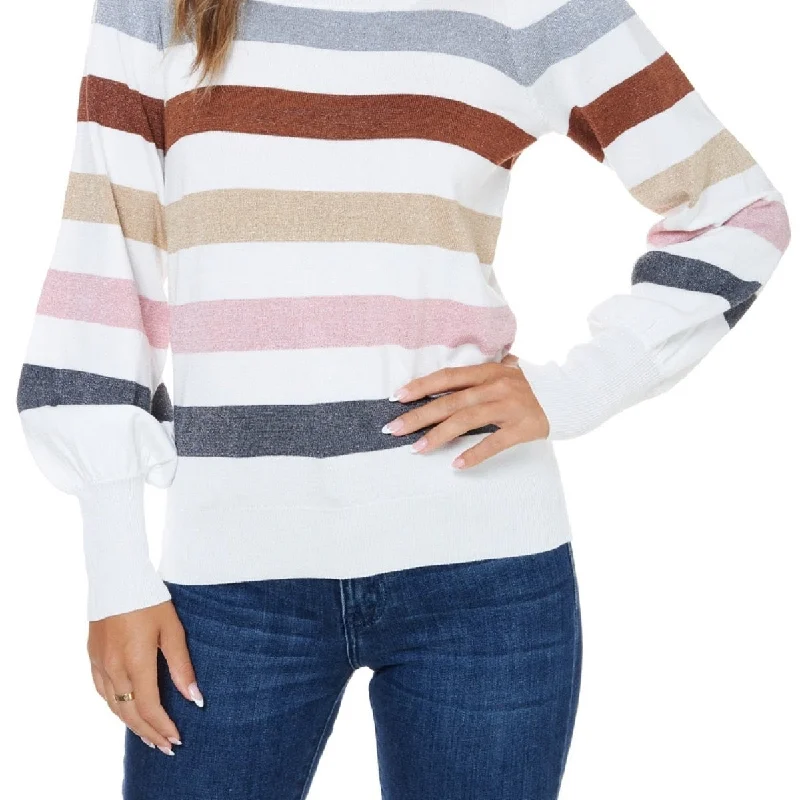 John Paul Richard Women's Lurex Stripe Sweater White Size Large