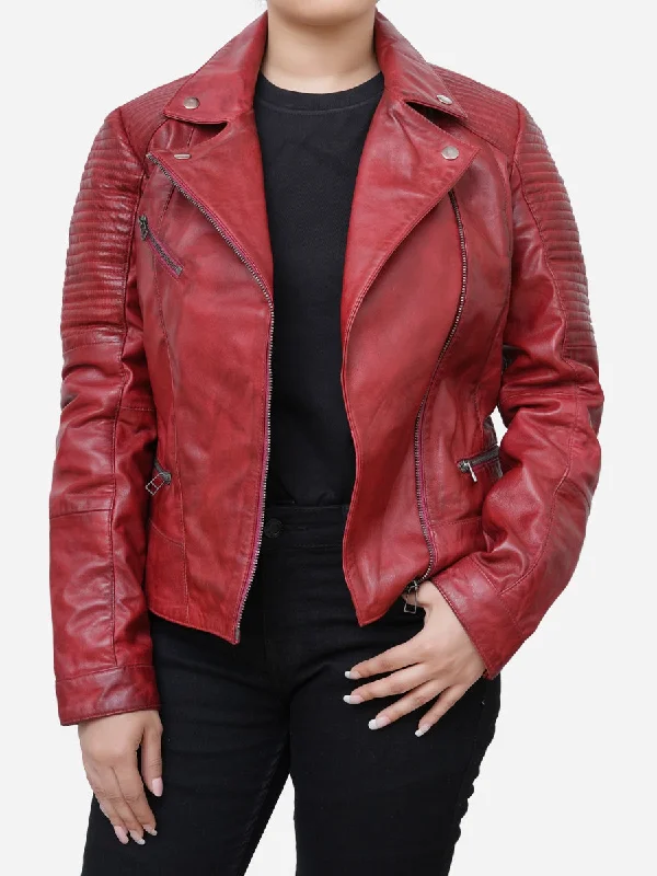 Juliette Quilted Wine Red Leather Jacket