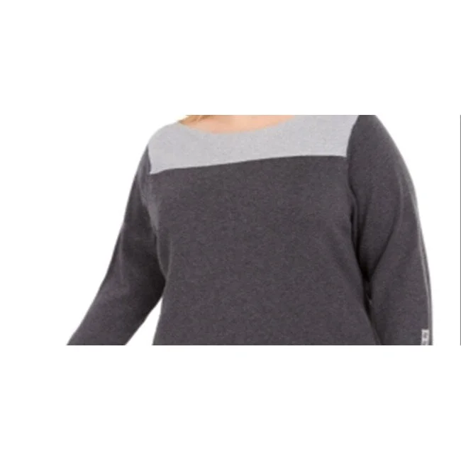 Karen Scott Women's Colorblocked Sweater Gray Size 1X