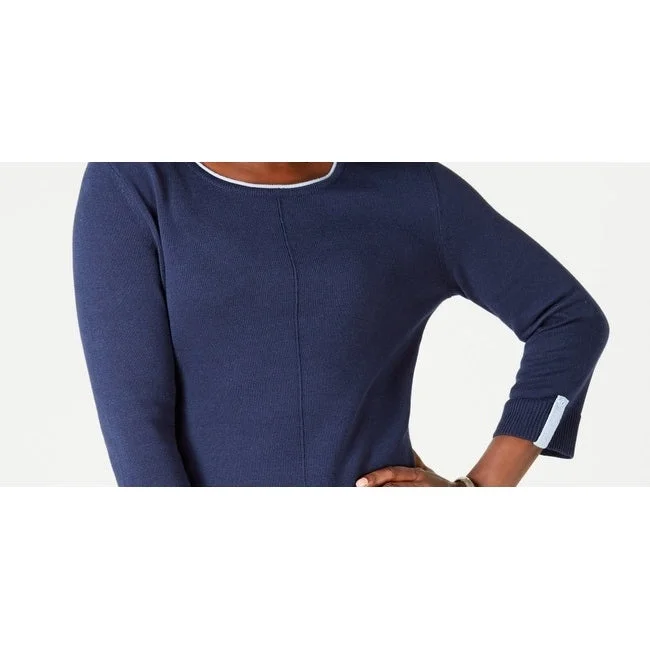 Karen Scott Women's Cotton Sweater Navy Size X-Large