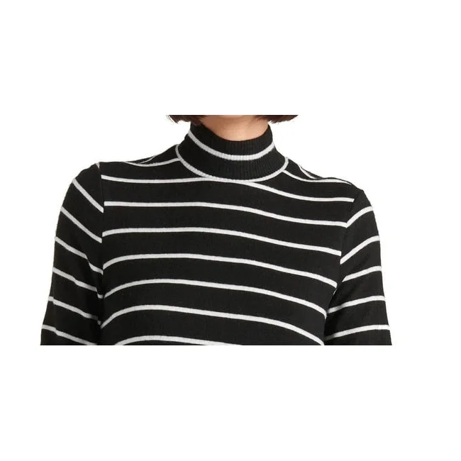 Lucky Brand Women's Striped Turtle Neck Sweater Black Size X-Large