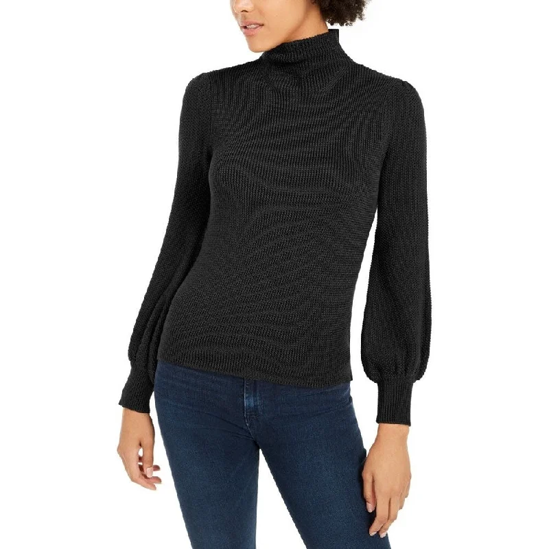 Lucy Paris Women's Mock Neck Balloon Sleeve Sweater Black Size Large