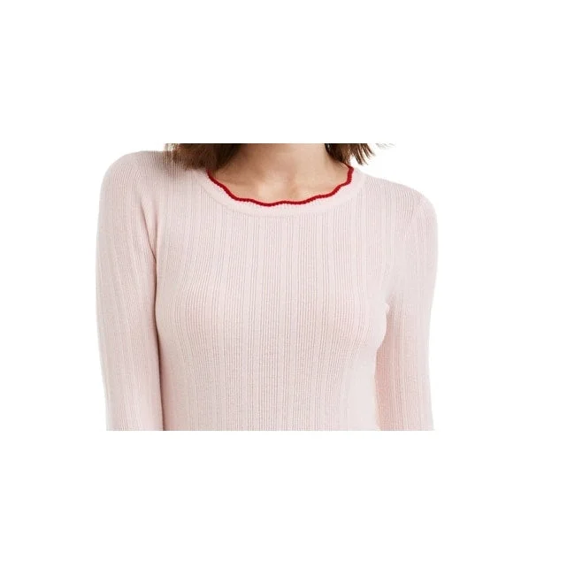 Maison Jules Women's Ribbed Sweater Pink Size Medium