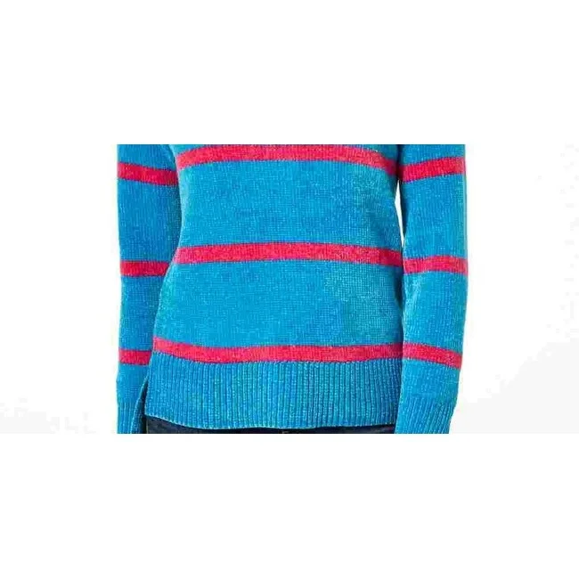 Maison Jules Women's Striped Chenille Sweater Blue Size Small