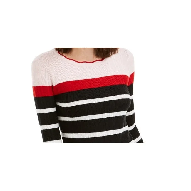 Maison Jules Women's Striped Colorblocked Sweater Pink Xxs