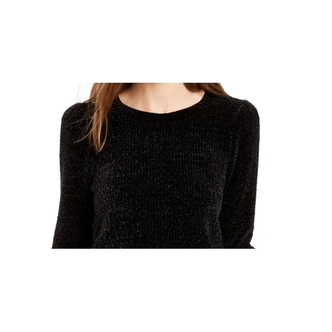 Michael Kors Women's Chenille Balloon Sleeve Sweater Black Size Medium