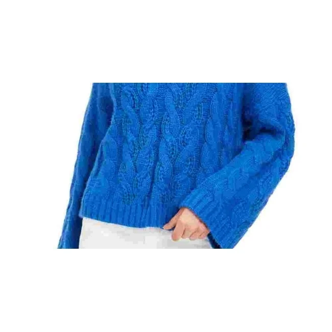 Sun+ Moon Women's Long Sleeve Cowl Neck Sweater Blue Size Medium