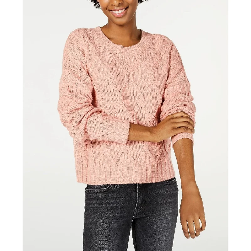 Ultra Flirt Juniors' Cable-Knit Sweater Pink Size Small