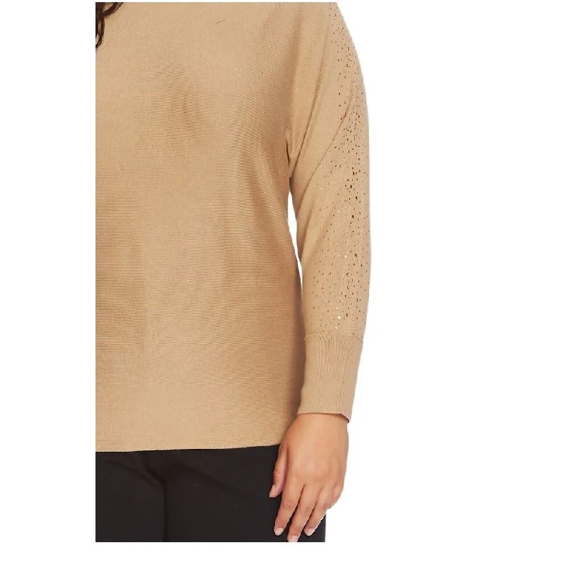 Vince Camuto Women's Plus Embellished Dolman-Sleeve Sweater Brown Size 1X