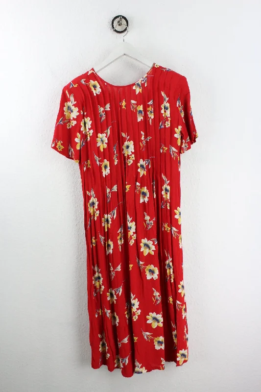 Vintage Red Flower Dress (M)