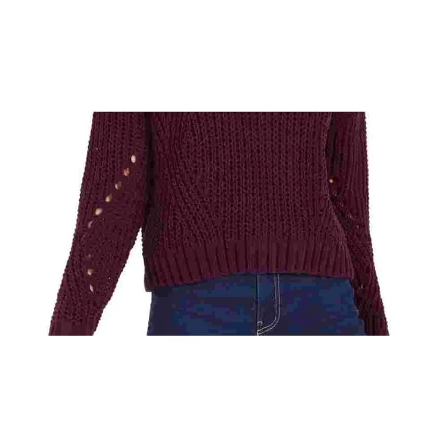 Wynter Women's Pointelle Chenille Sweater Wine Size Medium