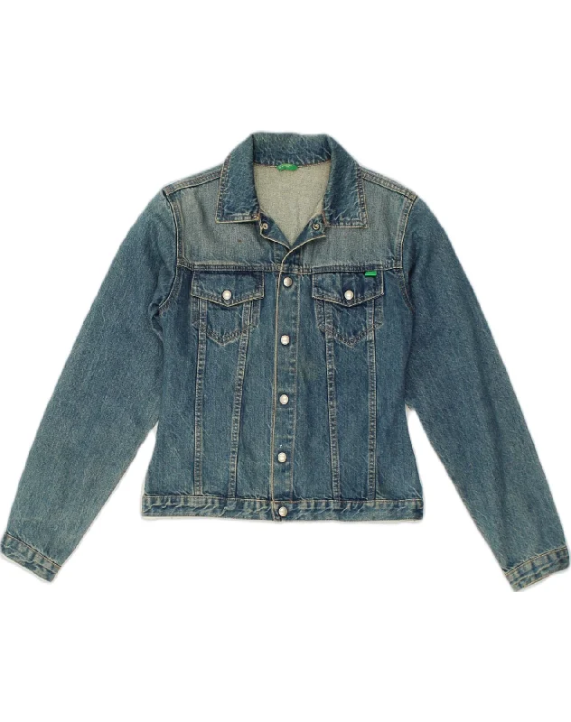 BENETTON Womens Denim Jacket UK 10 Small Blue Cotton