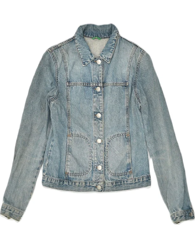 BENETTON Womens Denim Jacket UK 8 Small Blue Cotton