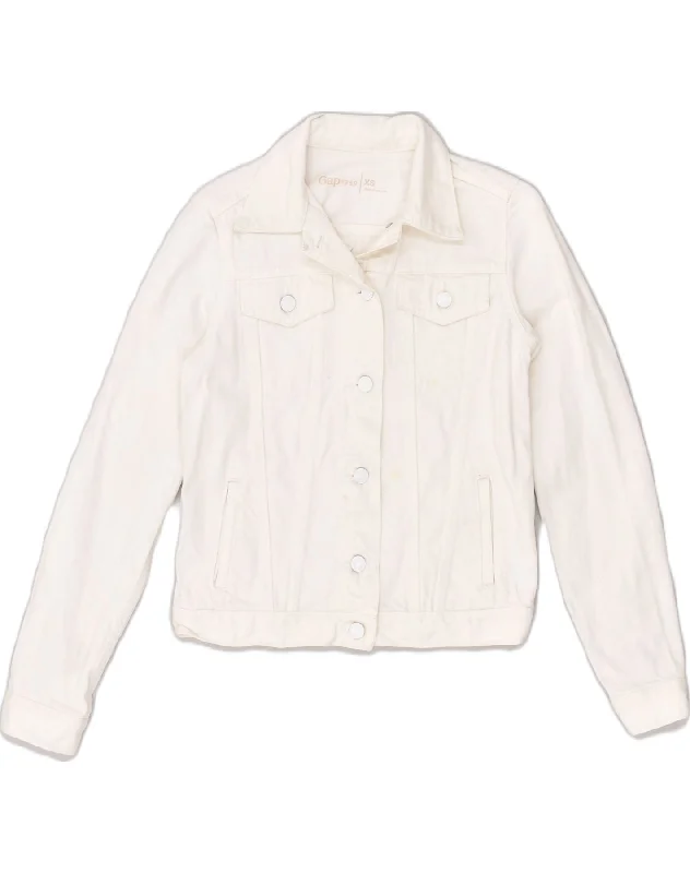 GAP Womens Denim Jacket UK 4 XS White Cotton