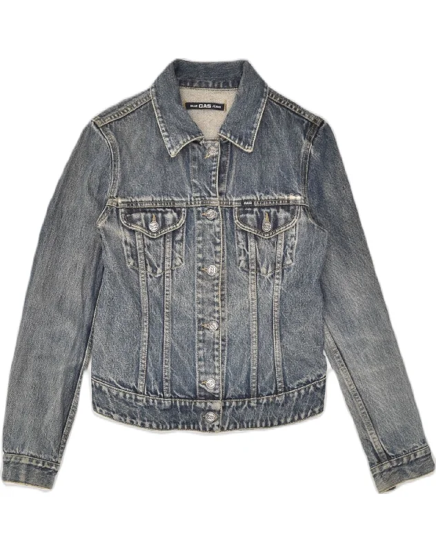 GAS Womens Denim Jacket UK 10 Small Blue Cotton