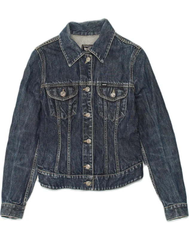 GAS Womens Denim Jacket UK 6 XS Navy Blue Cotton