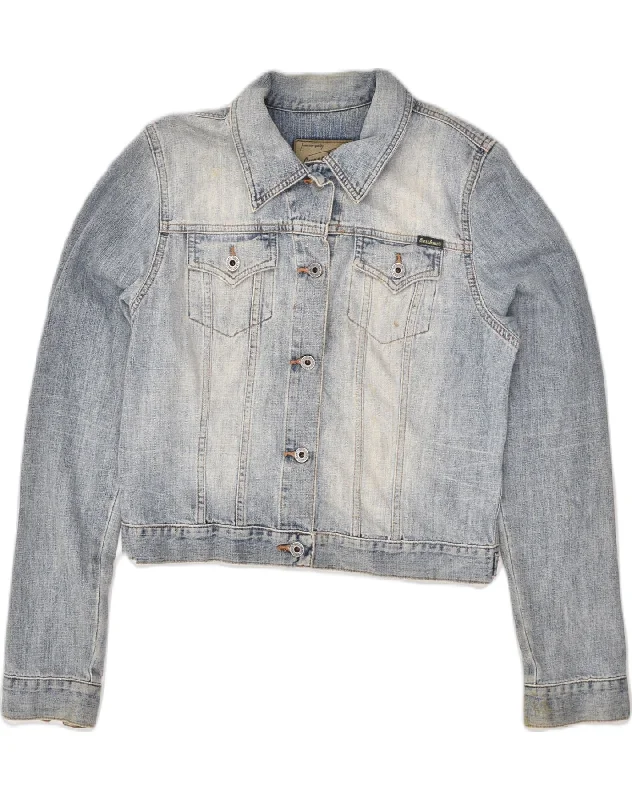 GUESS Womens Denim Jacket UK 14 Large Grey Cotton