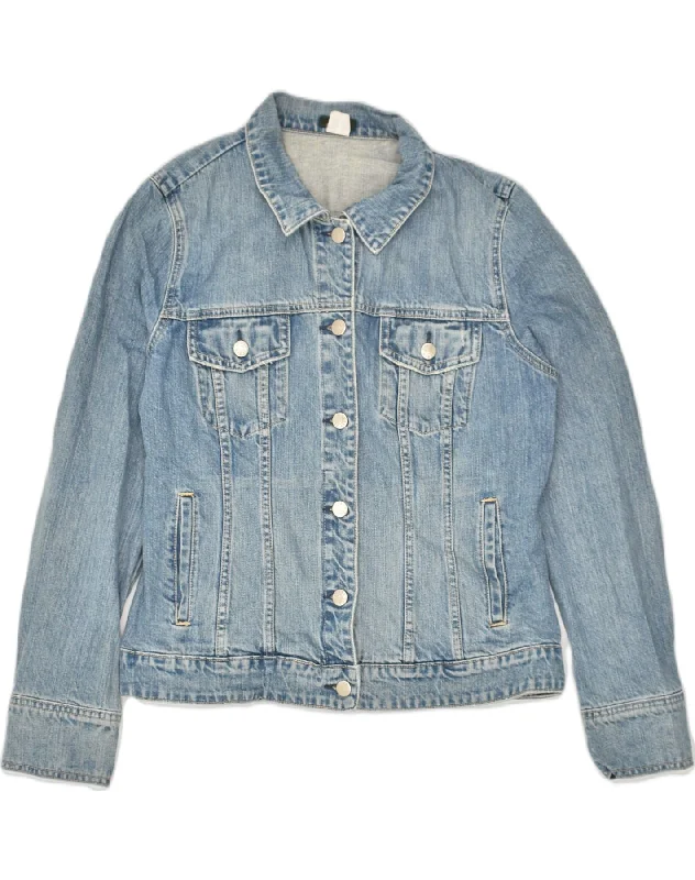 J. CREW Womens Denim Jacket UK 14 Large Blue Cotton