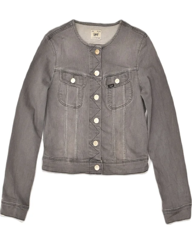 LEE Womens Denim Jacket UK 10 Small Grey Cotton