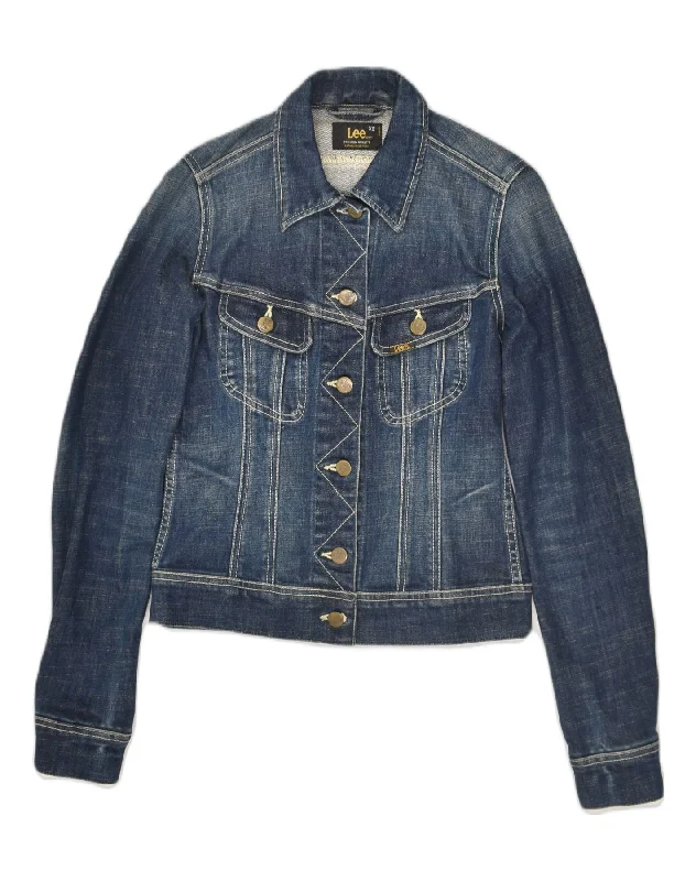 LEE Womens Denim Jacket UK 6 XS Navy Blue Cotton