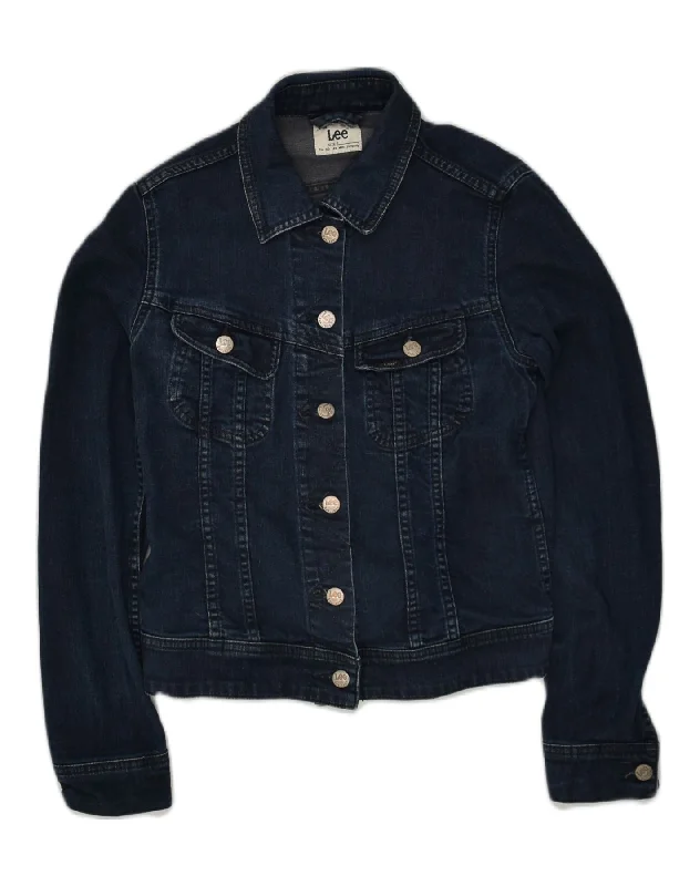 LEE Womens Denim Jacket UK 8 Small Navy Blue Cotton