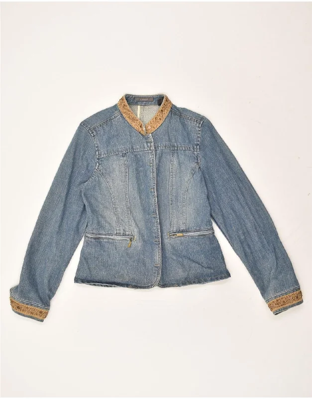 LIZ CLAIBORNE Womens Denim Jacket UK 12 Medium Blue Cotton