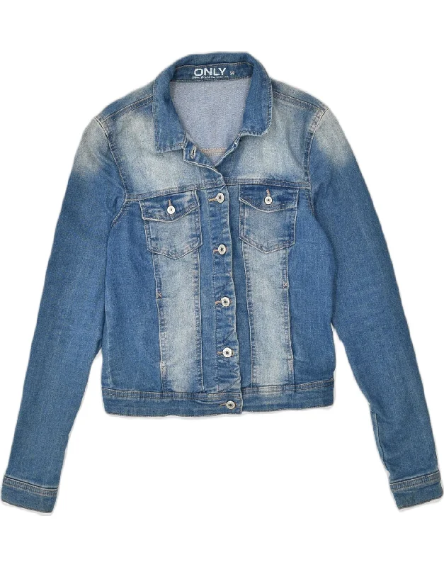 ONLY Womens Denim Jacket EU 36 Small Blue Cotton