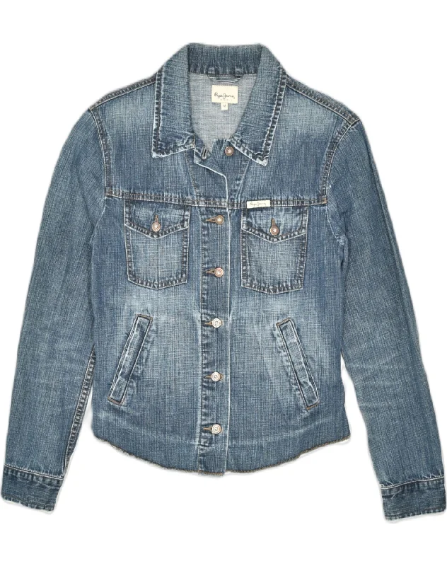 PEPE JEANS Womens Denim Jacket UK 12 Medium Blue Cotton